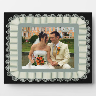 Plaque Photo Mariage personnalisé photo ivoire en dentelle ribb
