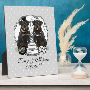 Plaque Photo Mariage Rottweilers Mariée et Chien Mari Cute