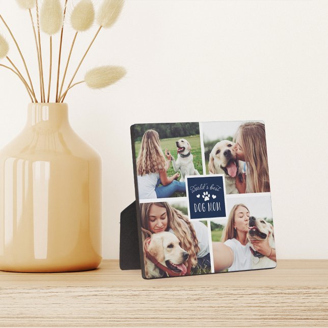 Plaque Photo Marine | World's Best Dog Mom Photo Collage (Créateur téléchargé)