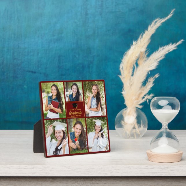 Plaque Photo Maroon Gold Graduate Collage Graduate 6 Photo (Insitu)
