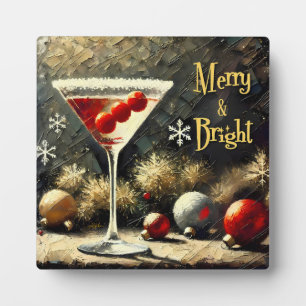Plaque Photo Martini de Noël Triple Cranberry Rétro 50