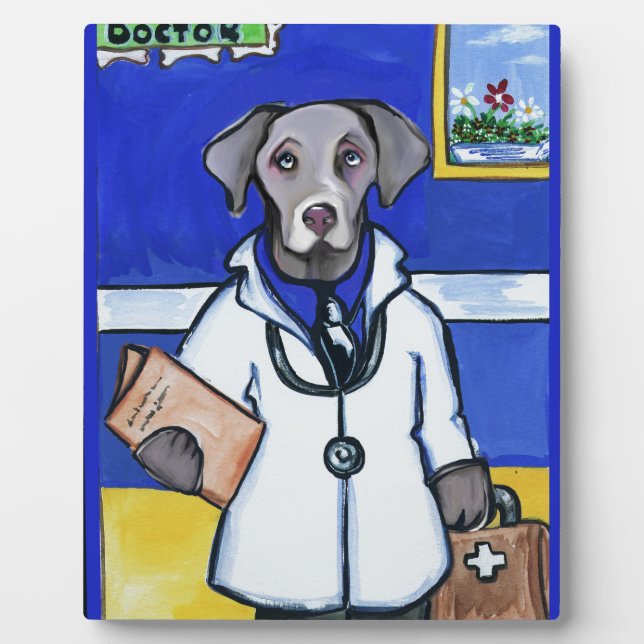 PLAQUE PHOTO MÉDECIN WEIMARANER (Devant)