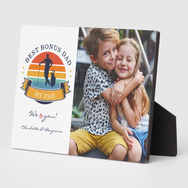 Plaque Photo Meilleur Bonus Papa Par Par Retro Golf Fête des pè (Côté)