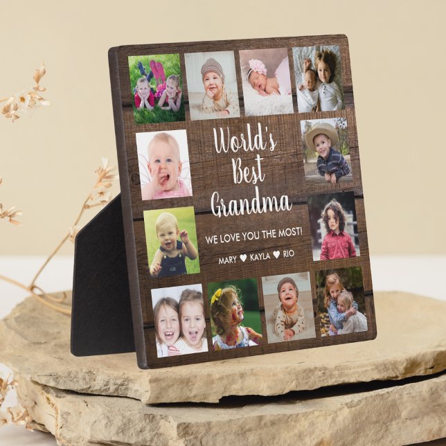 Plaque Photo Meilleur grand-mère grand-enfants 12 Photo Wood (Créateur téléchargé)