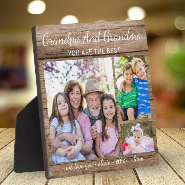 Plaque Photo Meilleur grand-père et grand-mère petits-enfants 3 (Créateur téléchargé)