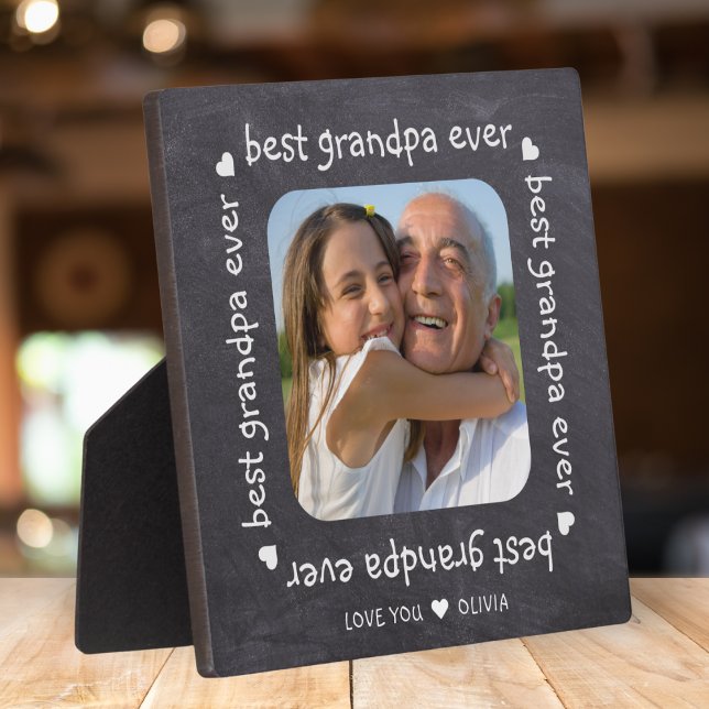 Plaque Photo Meilleur Grand-Père Jamais Cadre Texte Tableau De  (Créateur téléchargé)