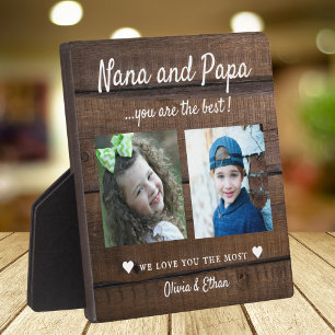 Plaque Photo Meilleur Nana et Papa petits-enfants 2 Photo Bois