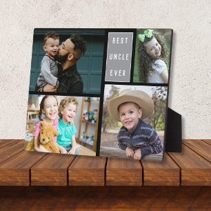 Plaque Photo Meilleur Oncle Ever 4 Photo Collage Gris Et Noir