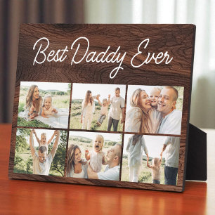 Plaque Photo Meilleur Papa du Monde Collage Photo Bois pour la