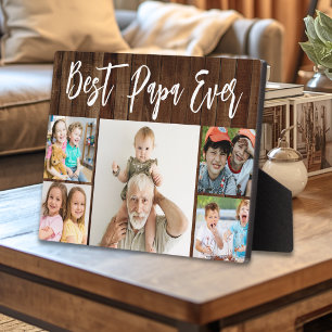 Plaque Photo Meilleur Papa Grand-enfants 5 Collage Photo Bois