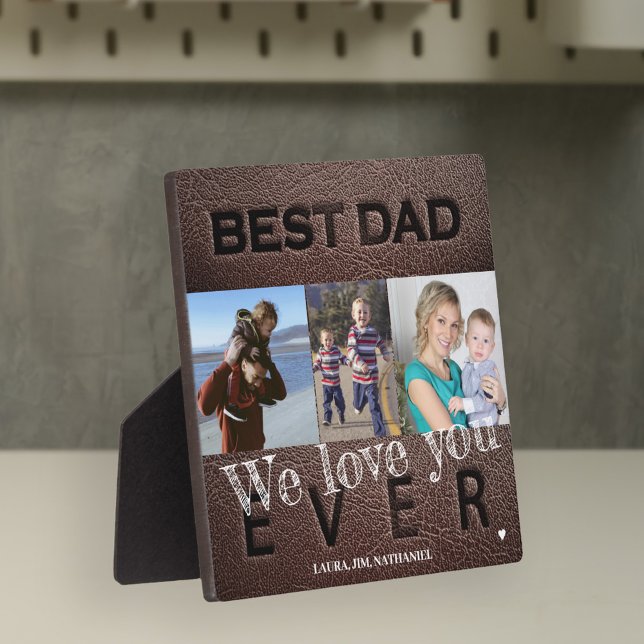 Plaque Photo Meilleur papa jamais 3 photo collage Fête des père (Créateur téléchargé)