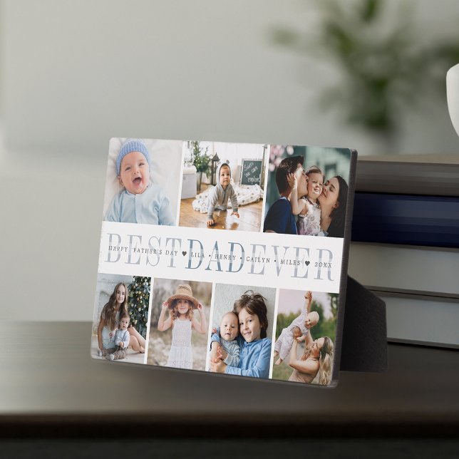 Plaque Photo Meilleur papa jamais | 7 Collage de Fêtes des père (Créateur téléchargé)