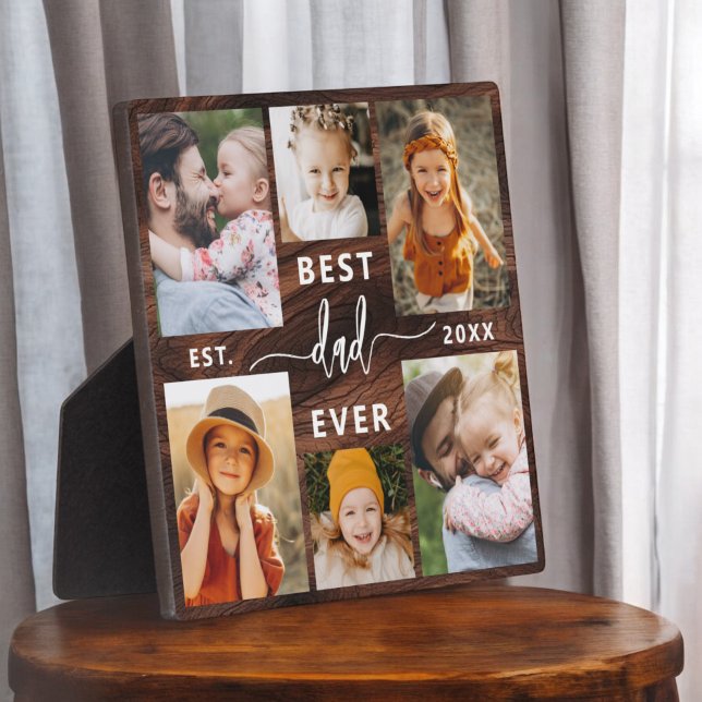 Plaque Photo Meilleur papa Jamais Fête des pères Bois Photo Col (Créateur téléchargé)