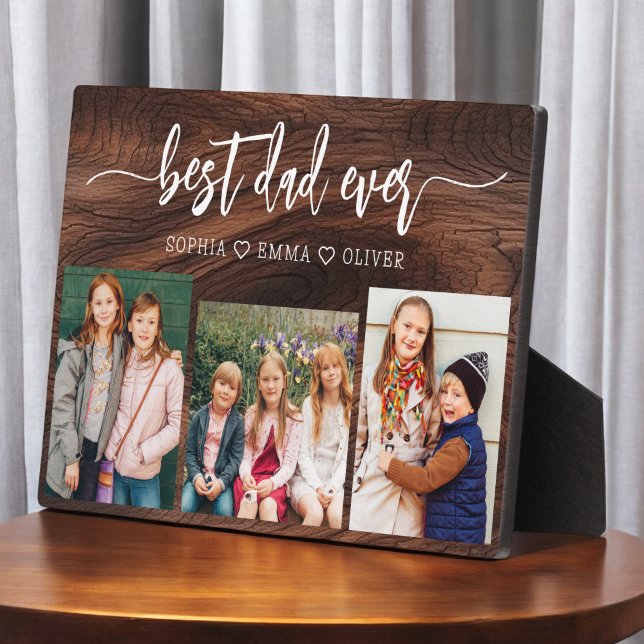 Plaque Photo Meilleur Papa Jamais - Fête des pères en bois - Co (Créateur téléchargé)