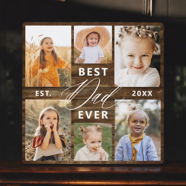 Plaque Photo Meilleur Papa Jamais - Fête des pères en bois - Co (Créateur téléchargé)