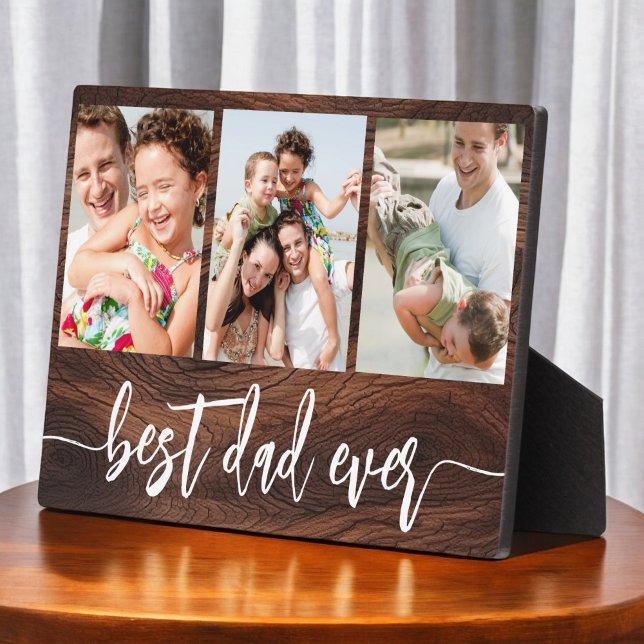 Plaque Photo Meilleur papa Jamais Fête des pères en bois Collag (Créateur téléchargé)
