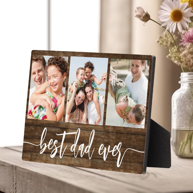 Plaque Photo Meilleur papa Jamais Fête des pères en bois Collag (Créateur téléchargé)