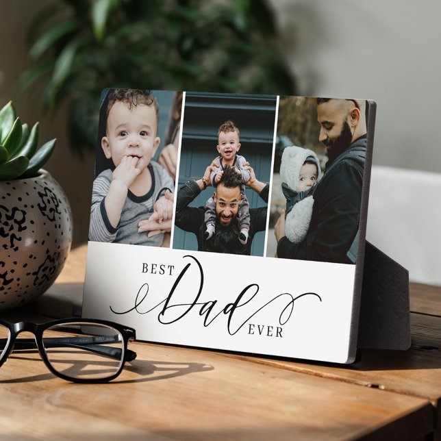 Plaque Photo Meilleur papa jamais | Fête des pères Photo Collag (Best Dad Ever | Father's Day Photo Collage Plaque)
