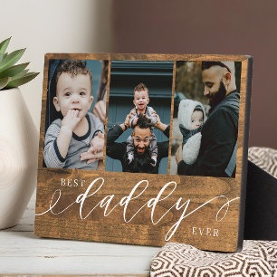 Plaque Photo Meilleur papa Jamais Woodgrain Fête des pères Cade