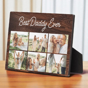 Plaque Photo Meilleur Papa Personnalisé Bois Collage 6 Photos
