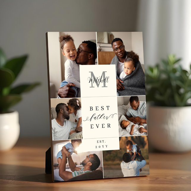 Plaque Photo Meilleur Père Jamais Fête des pères 6 Monogramme p (Best Father Ever Father's Day 6 Photo Monogram Plaque)