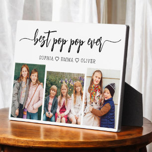 Plaque Photo Meilleur Pop Pop Grand-père Petits-enfants Photo C
