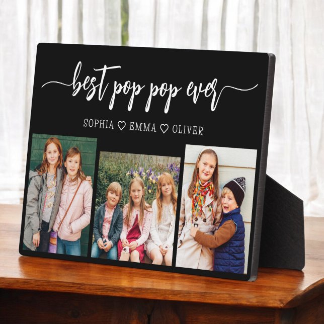 Plaque Photo Meilleur Pop Pop Grand-père Petits-enfants Photo C (Créateur téléchargé)
