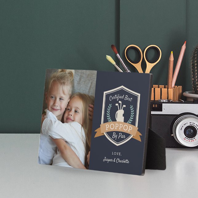 Plaque Photo Meilleur Poppop par défaut | Golf Grand-père Photo (Créateur téléchargé)