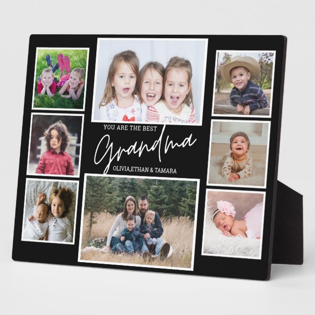 Plaque Photo Meilleure grand-mère Grandchildren 8 Photo Collage (Côté)