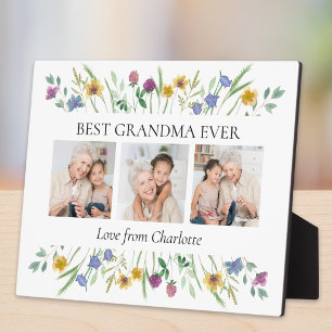 Plaque Photo Meilleure grand-mère jamais 3 Photo Floral