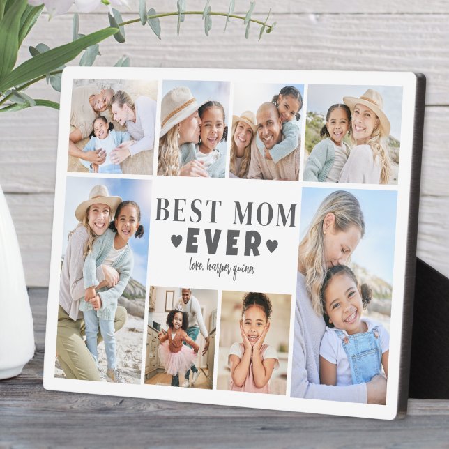 Plaque Photo Meilleure Maman Collage de Photos (Best Mom Photo Collage plaque)
