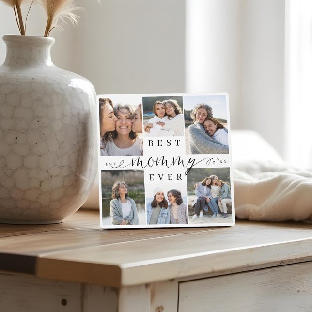 Plaque Photo Meilleure maman Ever Script 6 Photo Collage Keepsa (Best Mommy Ever Script 6 Photo Collage Keepsake Plaque)