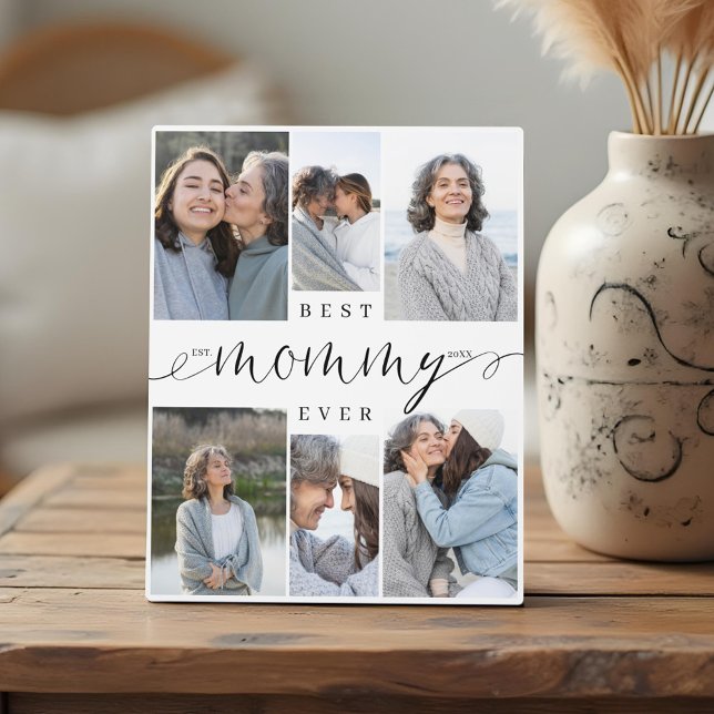 Plaque Photo Meilleure maman Ever Script 6 Photo Collage Keepsa (Best Mommy Ever Script 6 Photo Collage Keepsake Plaque)