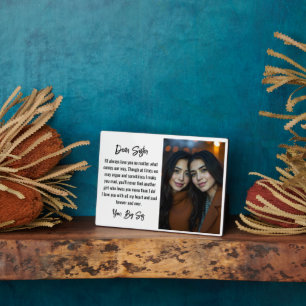 Plaque Photo Meilleure soeur Script Cadeau pour soeur Photo Col