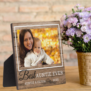 Plaque Photo Meilleure Tante Jamais Rustique Cadre photo en boi
