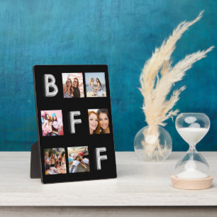 Plaque Photo Meilleures amies collage photo noir argent BFF 