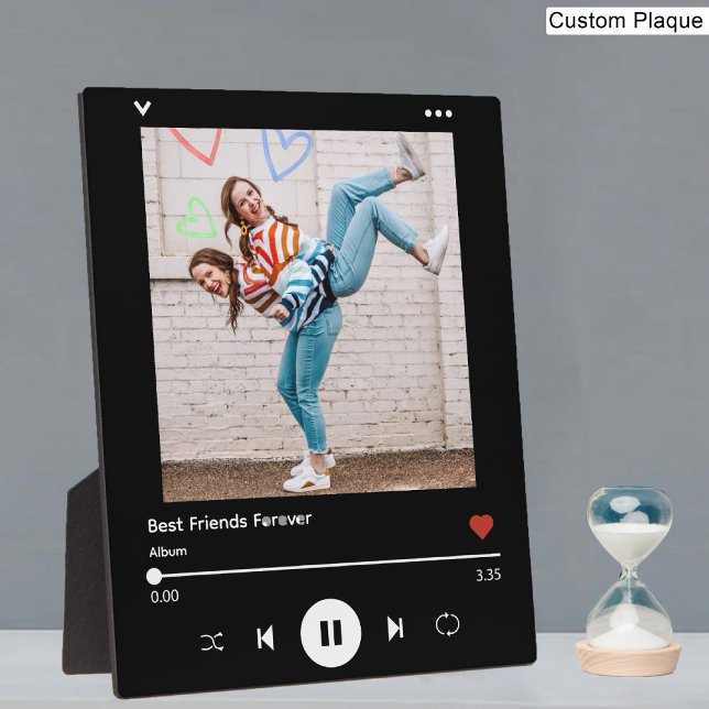 Plaque Photo Meilleurs amis Musique branchée Lecteur BFF Photo  (Best Friends Trendy Music Player BFF Photo Bestie Plaque)