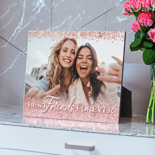 Plaque Photo Meilleurs amis pour toujours rose Parties scintill