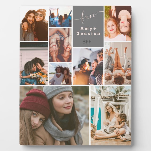 Plaque Photo Meilleurs amis rose bff script 10 photo collage gr (Devant)