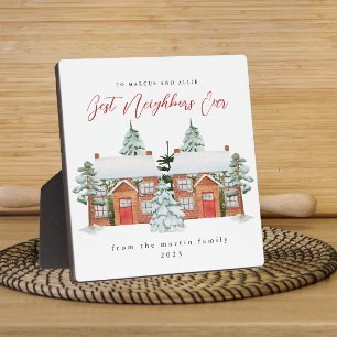 Plaque Photo Meilleurs Voisins Jamais Illustré Maisons Noël