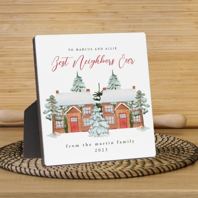 Plaque Photo Meilleurs Voisins Jamais Illustré Maisons Noël (Créateur téléchargé)