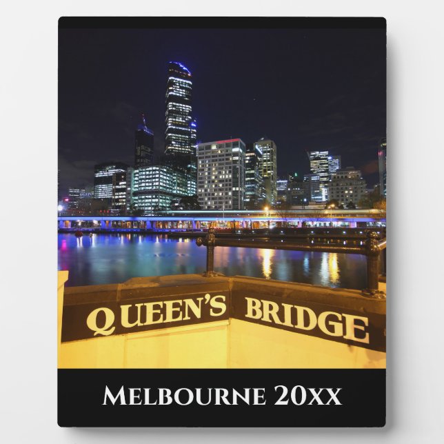 Plaque Photo Melbourne Australie Lumières CBD au-dessus du pont (Devant)