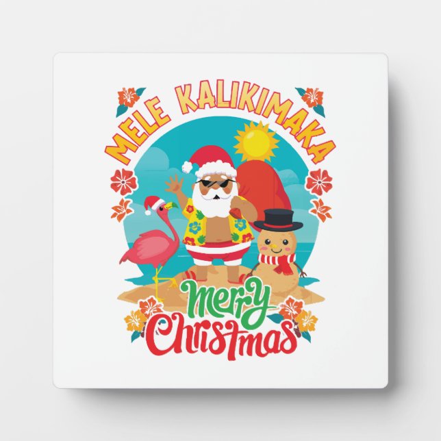 Plaque Photo Mele Kalikimaka pour un Noël hawaïen brillant (Devant)