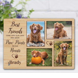 Plaque Photo Mémoire Personnalisé Empreintes de Patte Chien Pho