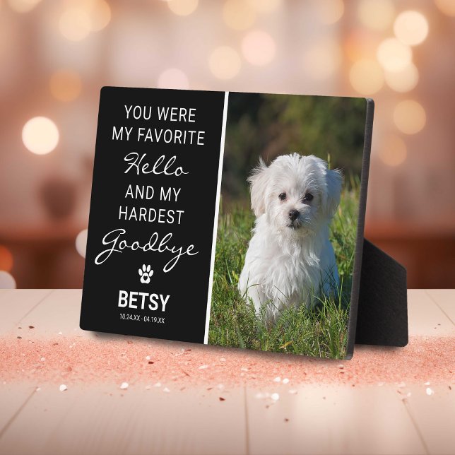 Plaque Photo Mémorial d'animal de compagnie préféré Bonjour | A (Créateur téléchargé)