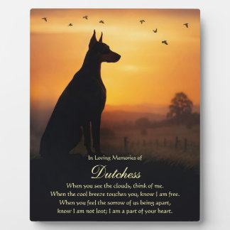 Plaque Photo Mémorial de chien Dobie Doberman Pincher