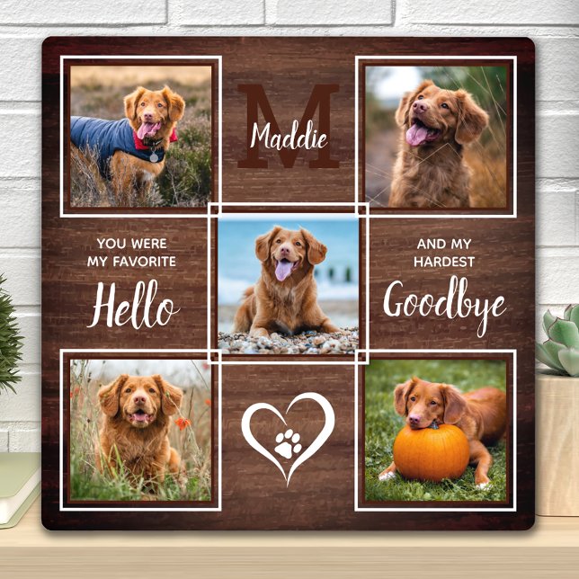 Plaque Photo Mémorial personnalisé pour chien avec collage de 5 (Créateur téléchargé)