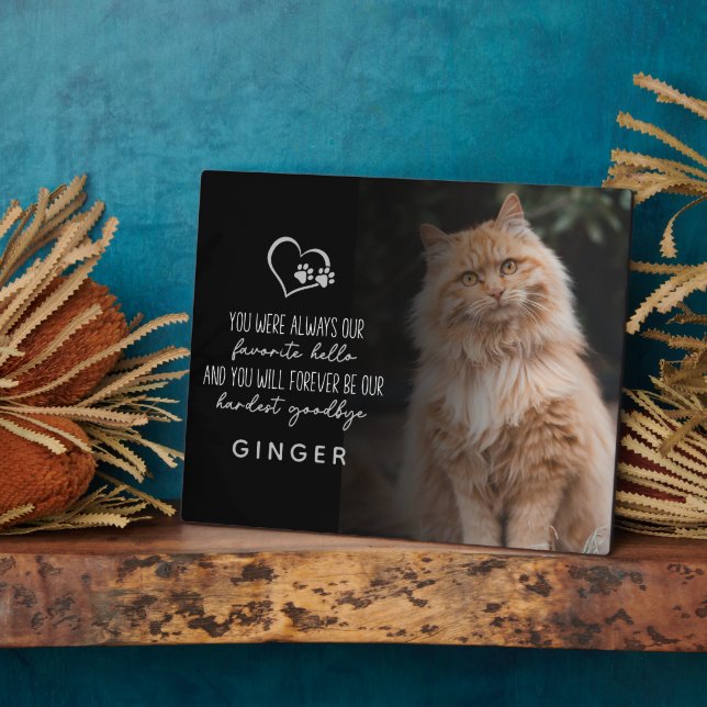 Plaque Photo Mémorial préféré pour chat d'adieu le plus diffici (Côté)