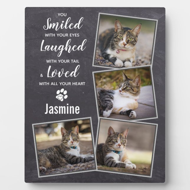 Plaque Photo Mémorial rustique pour chat en souvenir d'un anima (Devant)
