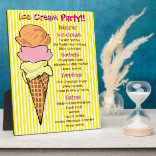 Plaque Photo Menu personnalisé de la partie crème glacée